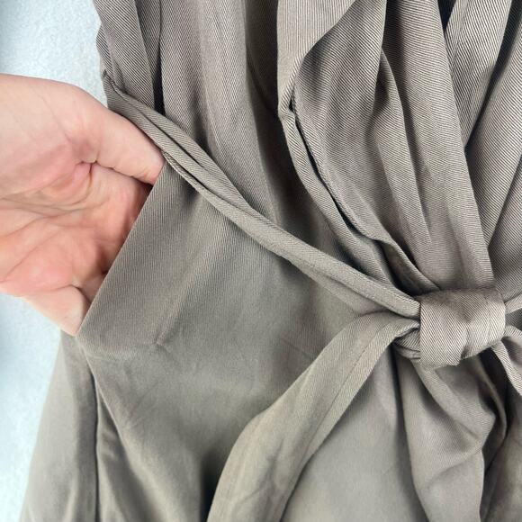 Thread & Supply Womens Wrap Jacket Cotton Brown Belted Waist Long Sleeve Size LG - Picture 3 of 11